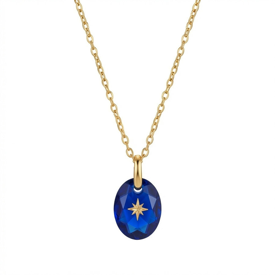 Vintage-style Natural Stone Zodiac Birthstone Pendant Necklace