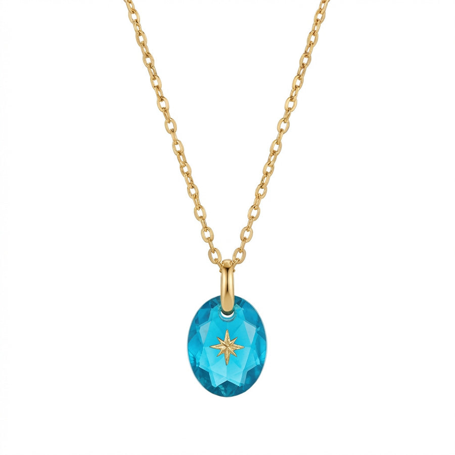 Vintage-style Natural Stone Zodiac Birthstone Pendant Necklace