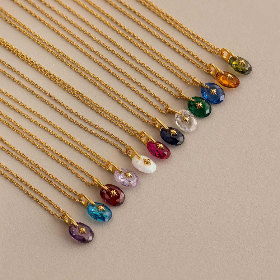 Vintage-style Natural Stone Zodiac Birthstone Pendant Necklace