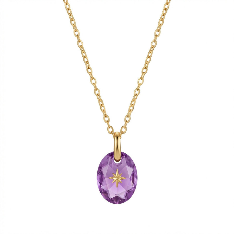 Vintage-style Natural Stone Zodiac Birthstone Pendant Necklace
