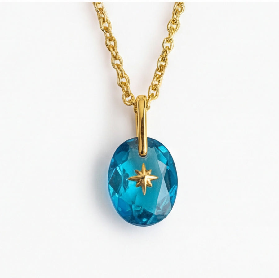 Vintage-style Natural Stone Zodiac Birthstone Pendant Necklace