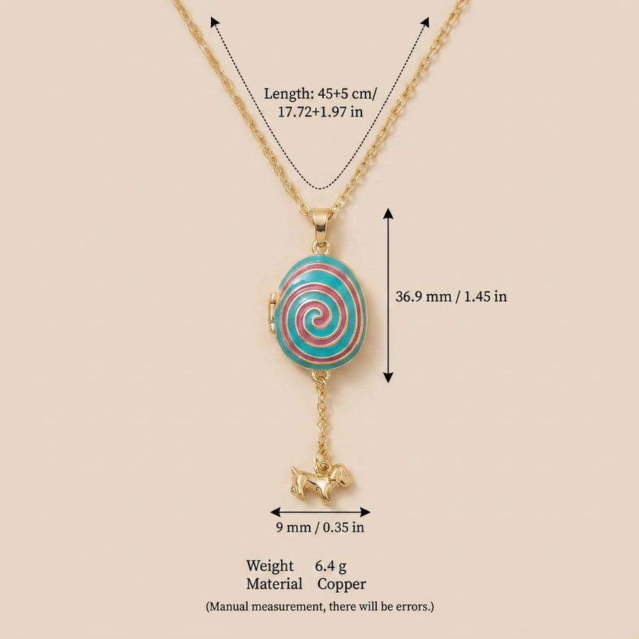 Colorful Dripped-Oil Egg Tumbler Puppy Pendant Necklace