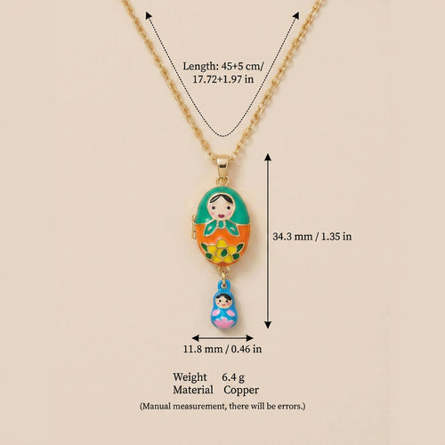 Colorful Dripped-Oil Egg Tumbler Puppy Pendant Necklace