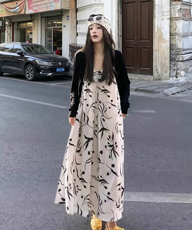 Elegant Printed Dress with Sun-Protection Jacket