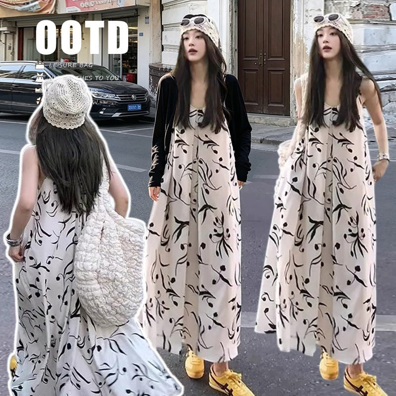 Elegant Printed Dress with Sun-Protection Jacket
