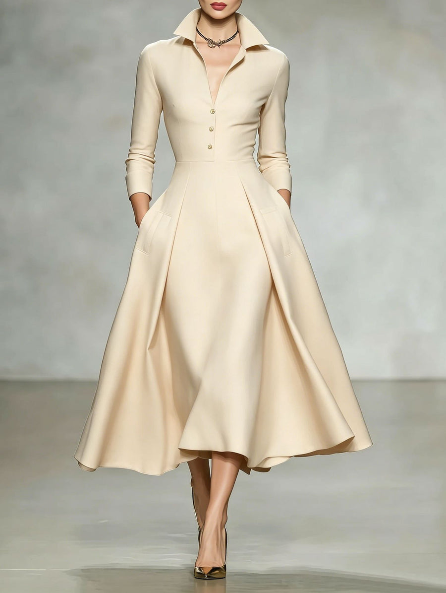 Womens V-neck Fashionable Long-sleeve Dress for Every Occasion