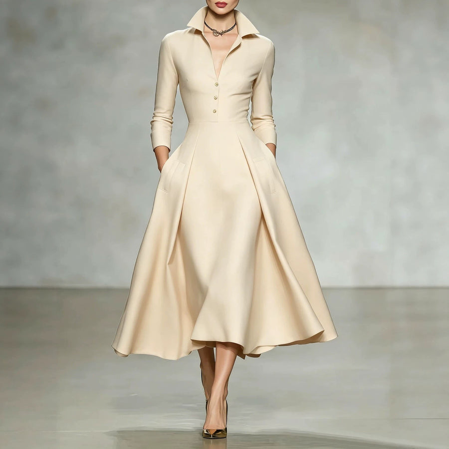 Womens V-neck Fashionable Long-sleeve Dress for Every Occasion