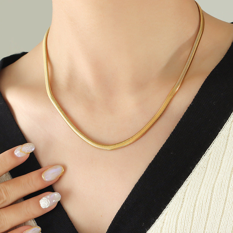 Stainless Steel Flat Snake Chain Necklace for Women