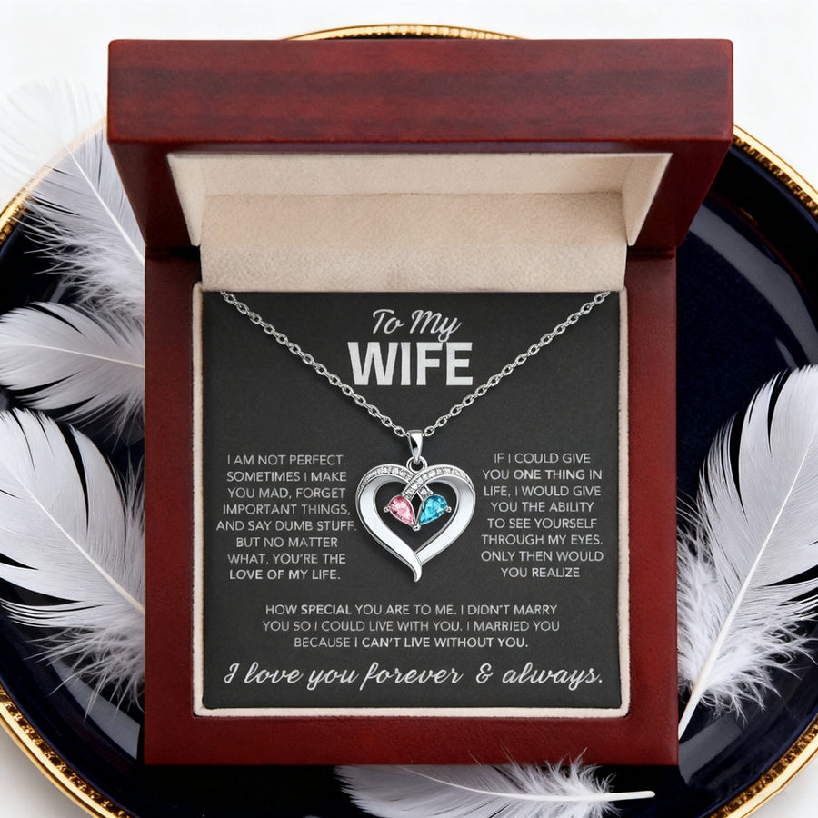 Elegant Two-tone Teardrop Heart Pendant Necklace