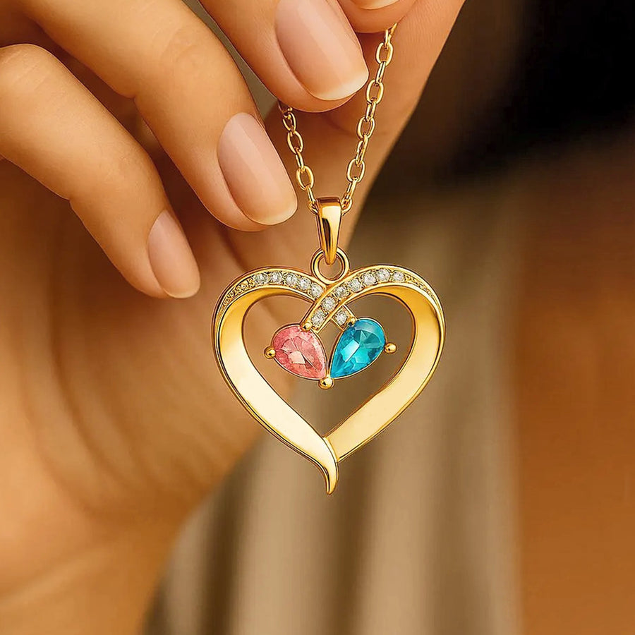 Elegant Two-tone Teardrop Heart Pendant Necklace