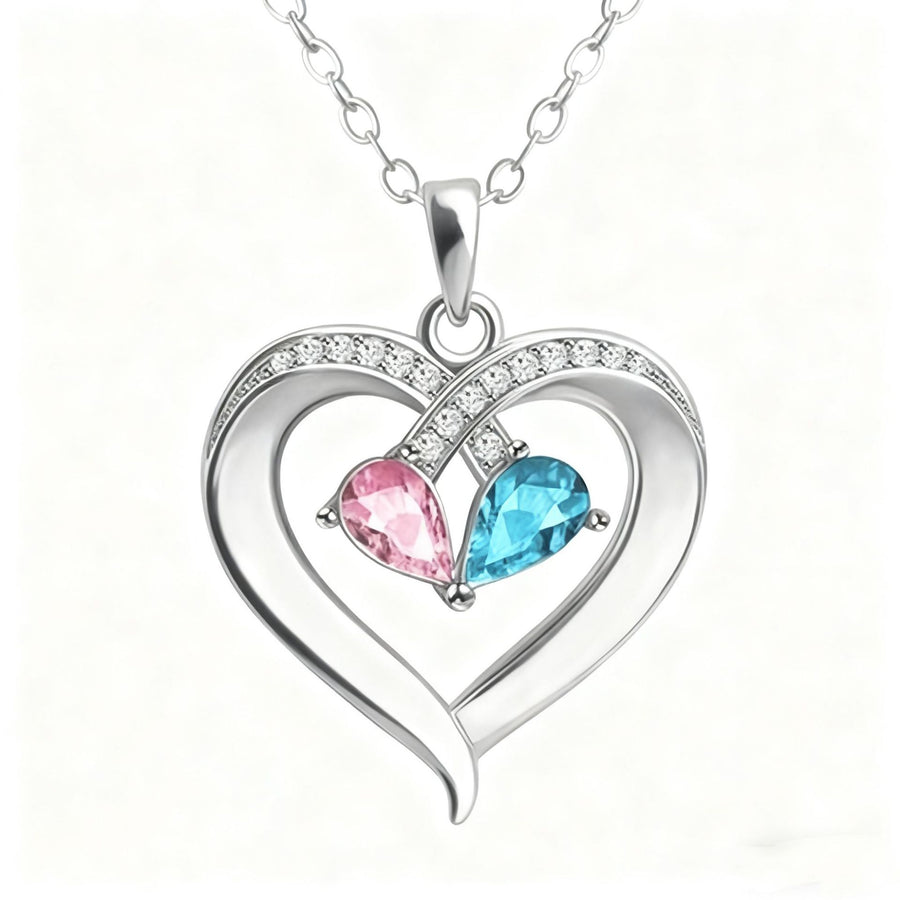 Elegant Two-tone Teardrop Heart Pendant Necklace