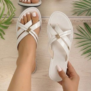 Metal-Clasp Minimalist Soft-Style Shoes for Vacation & Commuting