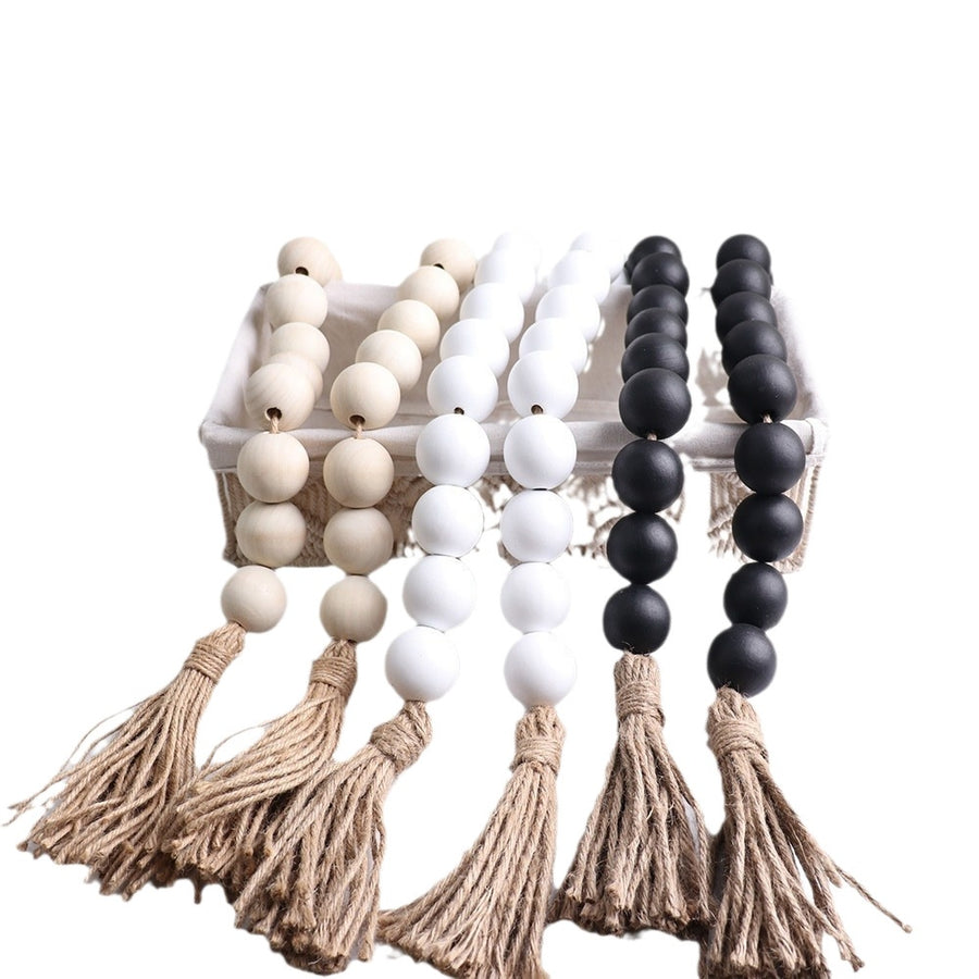 18-Bead Large-Size Necklace with Hemp Rope Tassels