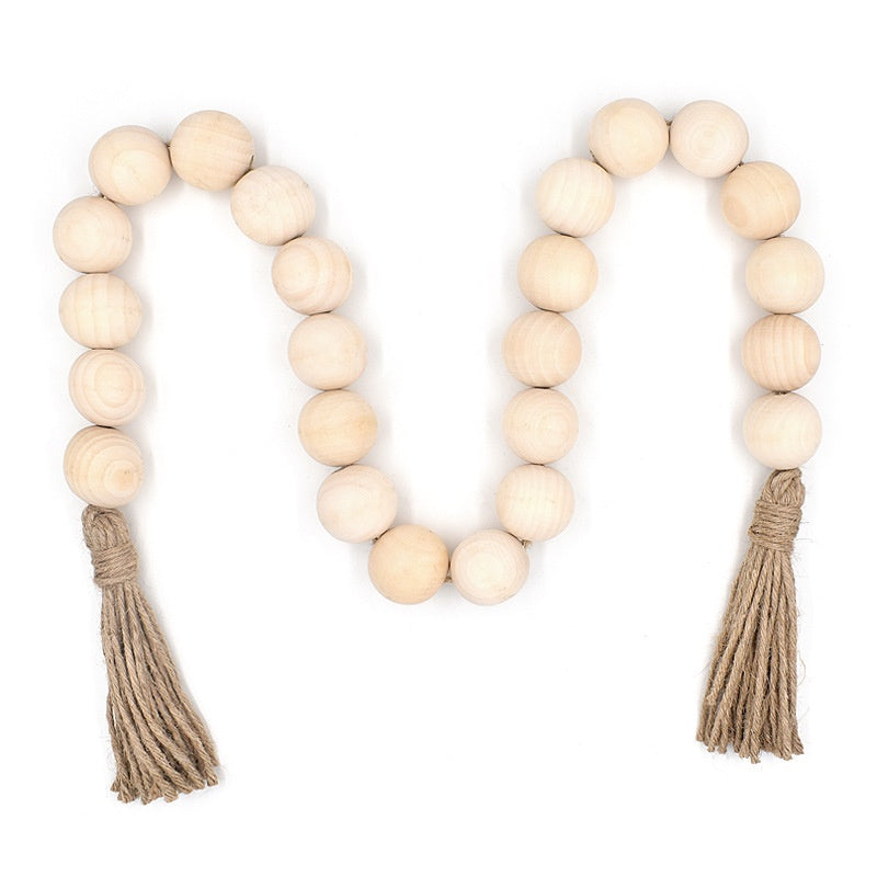 18-Bead Large-Size Necklace with Hemp Rope Tassels