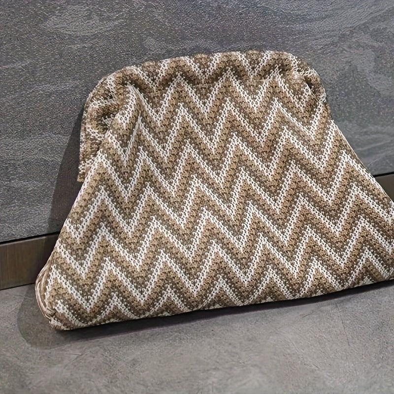 Portable Large-Capacity Knitted Cosmetic Bag - Stylish & Functional