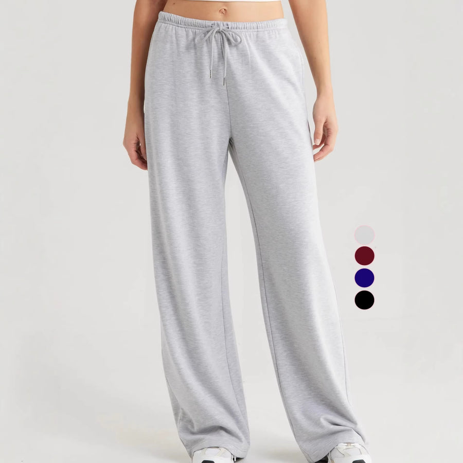 Womens Loose-Fitting Casual Drawstring Wide-Leg Yoga Pants