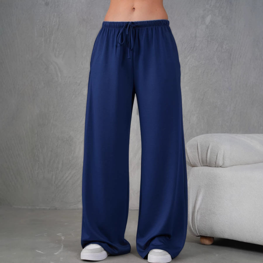 Womens Loose-Fitting Casual Drawstring Wide-Leg Yoga Pants
