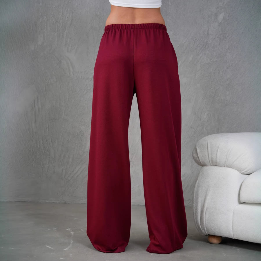 Womens Loose-Fitting Casual Drawstring Wide-Leg Yoga Pants