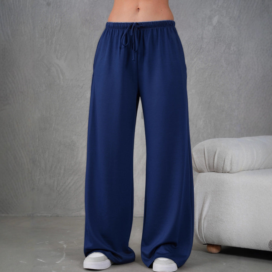 Womens Loose-Fitting Casual Drawstring Wide-Leg Yoga Pants