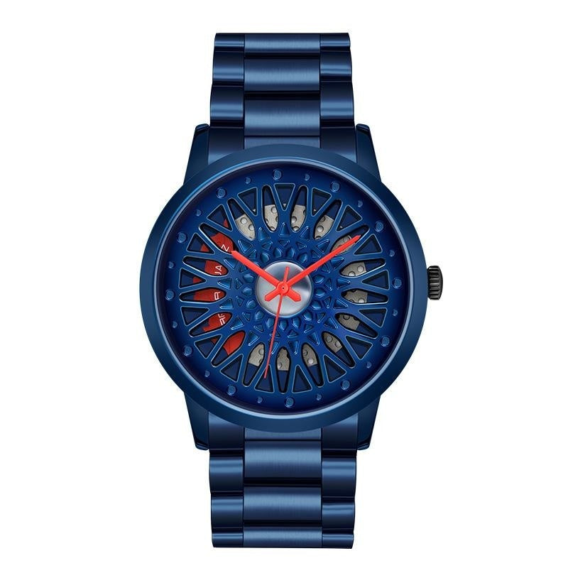 Hollowed-out Wheel Watch Waterproof Steel Band for Teenagers