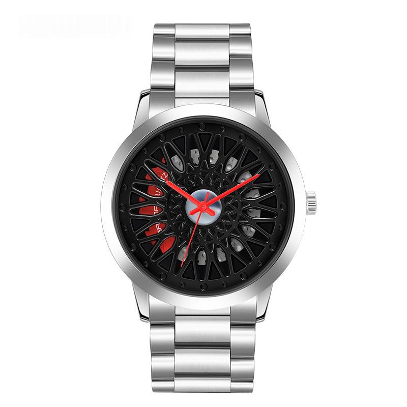 Hollowed-out Wheel Watch Waterproof Steel Band for Teenagers