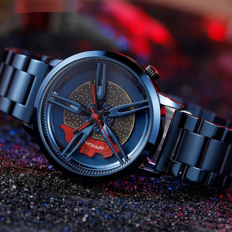 Hollowed-out Wheel Watch Waterproof Steel Band for Teenagers