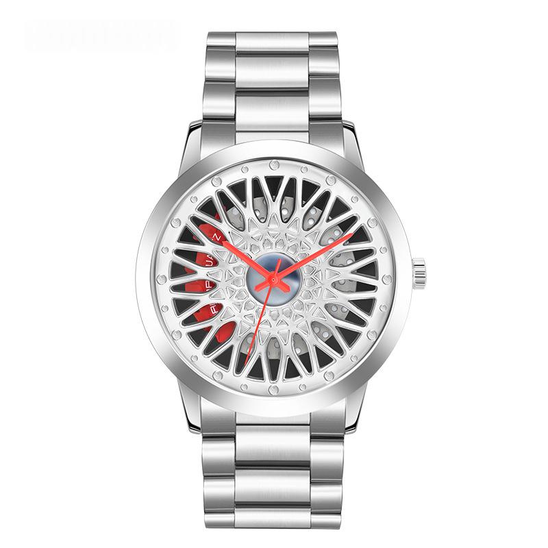 Hollowed-out Wheel Watch Waterproof Steel Band for Teenagers