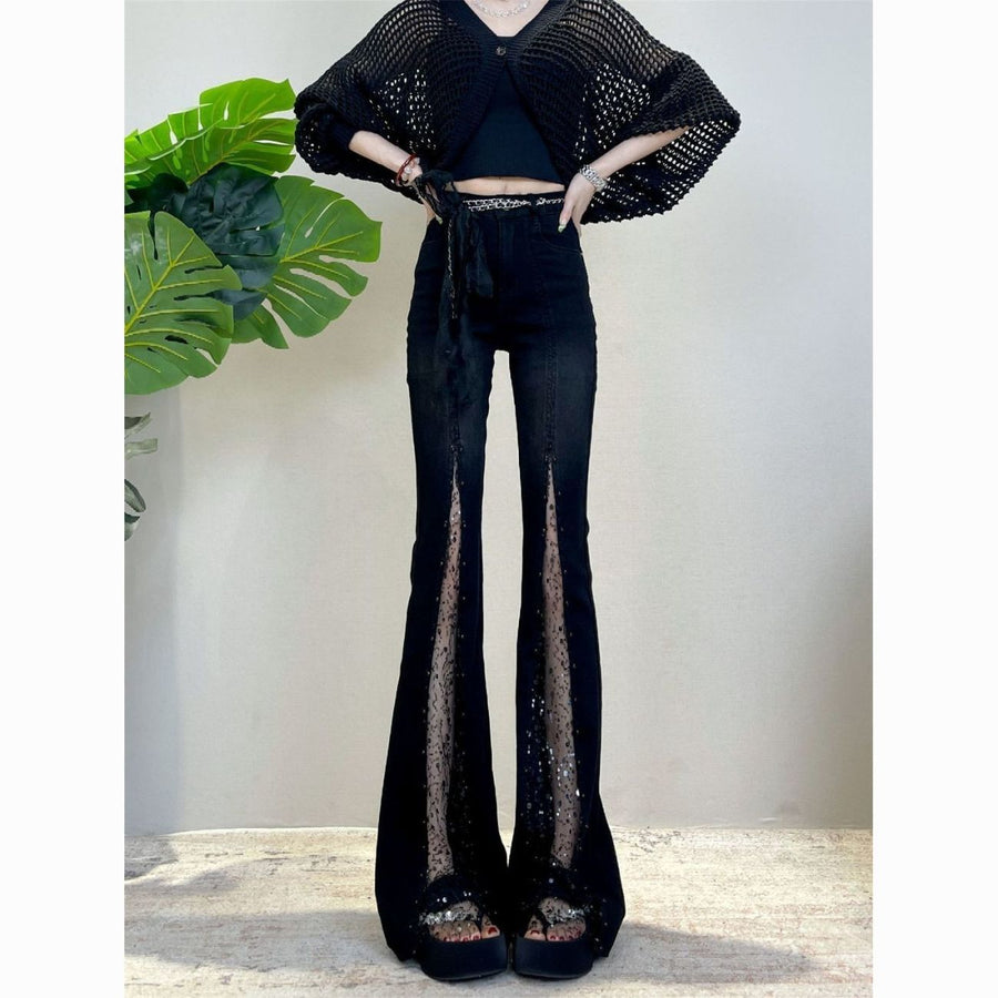Arrival American Style Retro Lace-Patchwork Jeans for Trendy Looks
