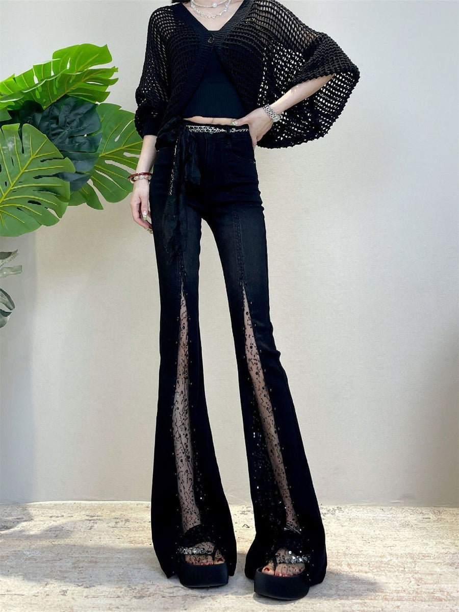 Arrival American Style Retro Lace-Patchwork Jeans for Trendy Looks