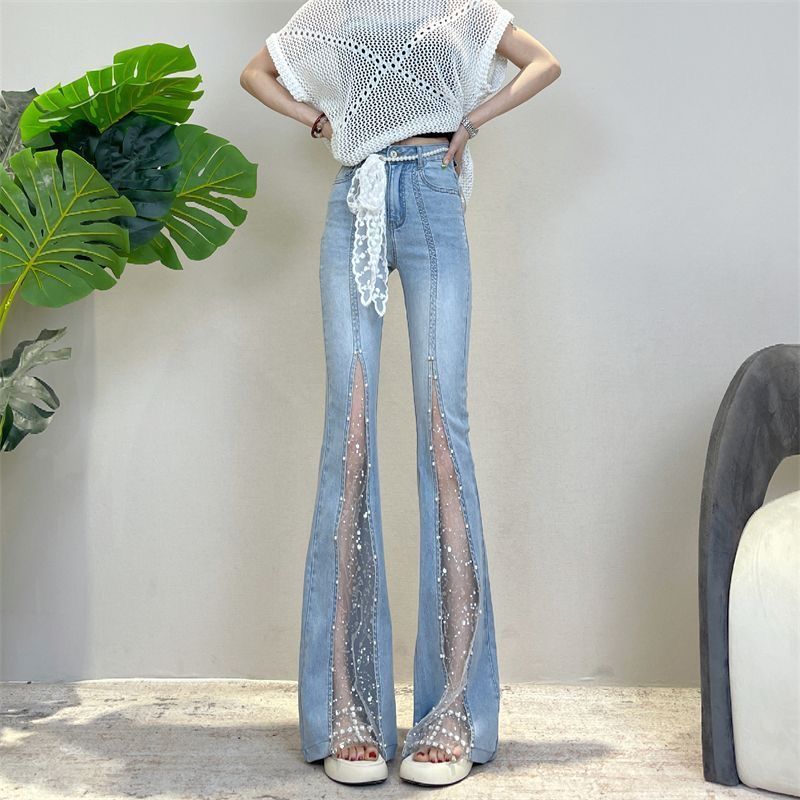 Arrival American Style Retro Lace-Patchwork Jeans for Trendy Looks