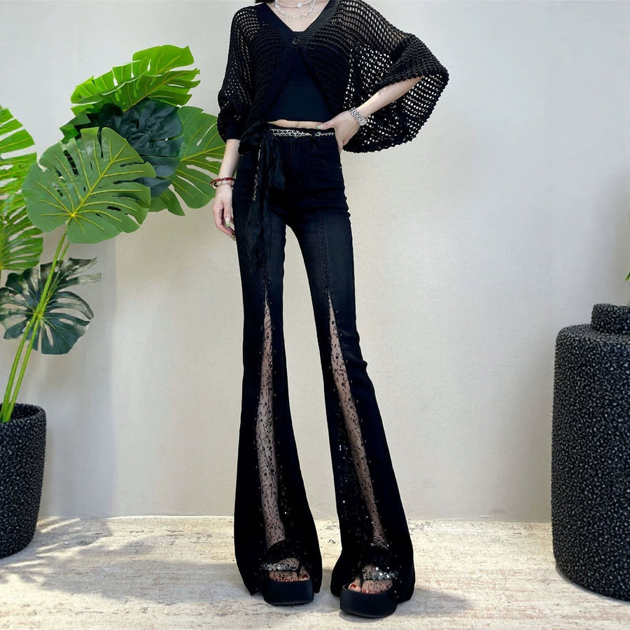 Arrival American Style Retro Lace-Patchwork Jeans for Trendy Looks