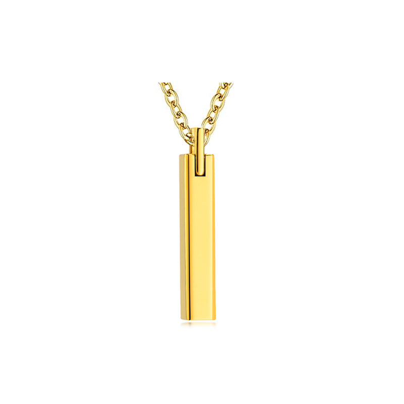 Titanium Steel Square Pillar Cremation Urn Necklace