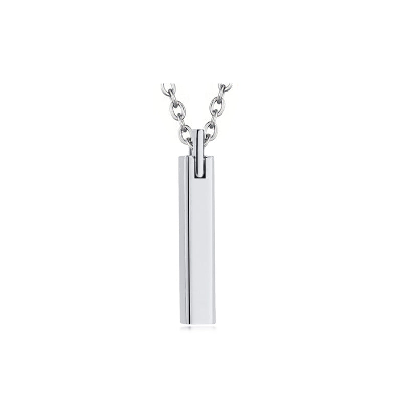 Titanium Steel Square Pillar Cremation Urn Necklace