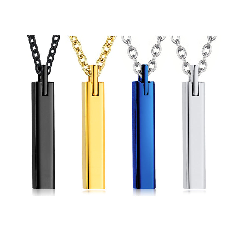 Titanium Steel Square Pillar Cremation Urn Necklace