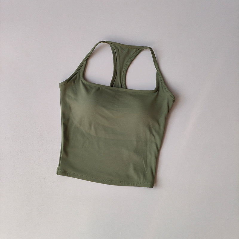Strap-back Breathable Yoga Tank Top with I-shaped Back Design