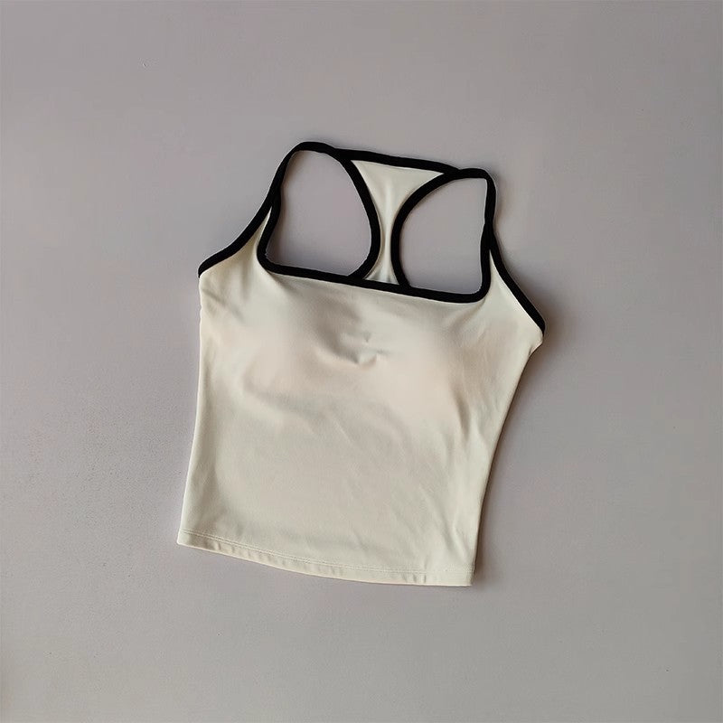 Strap-back Breathable Yoga Tank Top with I-shaped Back Design