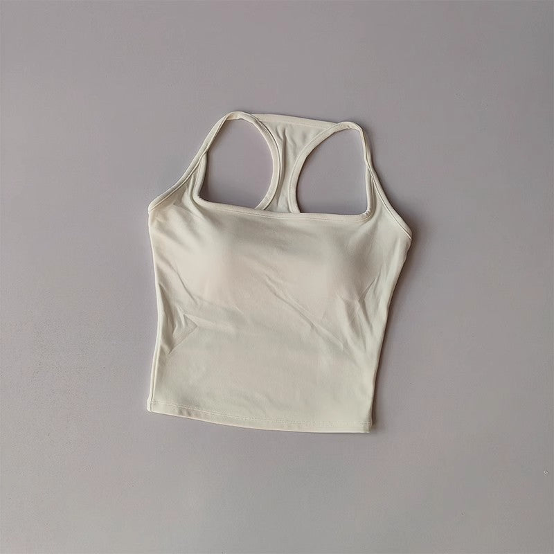 Strap-back Breathable Yoga Tank Top with I-shaped Back Design
