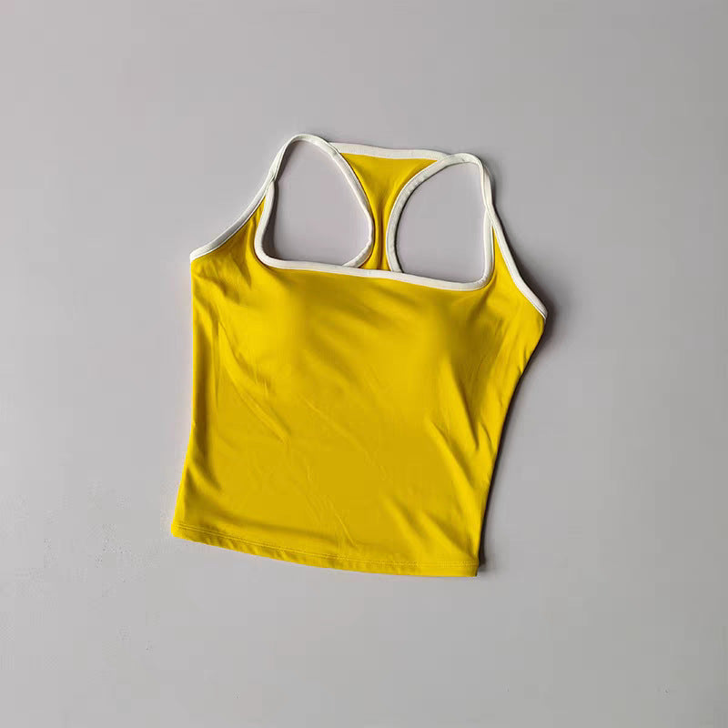 Strap-back Breathable Yoga Tank Top with I-shaped Back Design