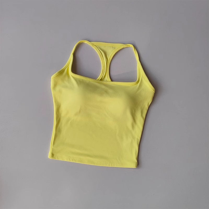 Strap-back Breathable Yoga Tank Top with I-shaped Back Design