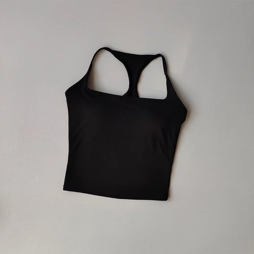 Strap-back Breathable Yoga Tank Top with I-shaped Back Design
