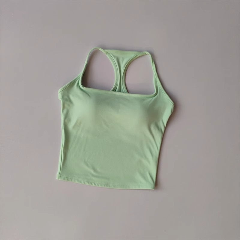 Strap-back Breathable Yoga Tank Top with I-shaped Back Design