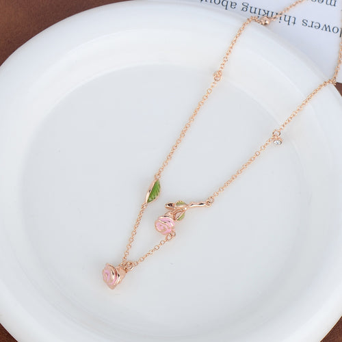 Rose Pendant Necklace with Micro-paved Zircons - Luxury Design