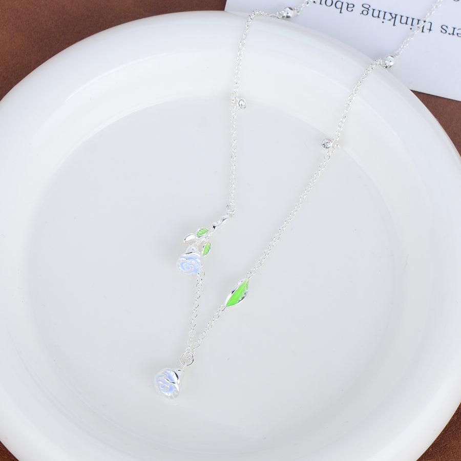 Rose Pendant Necklace with Micro-paved Zircons - Luxury Design