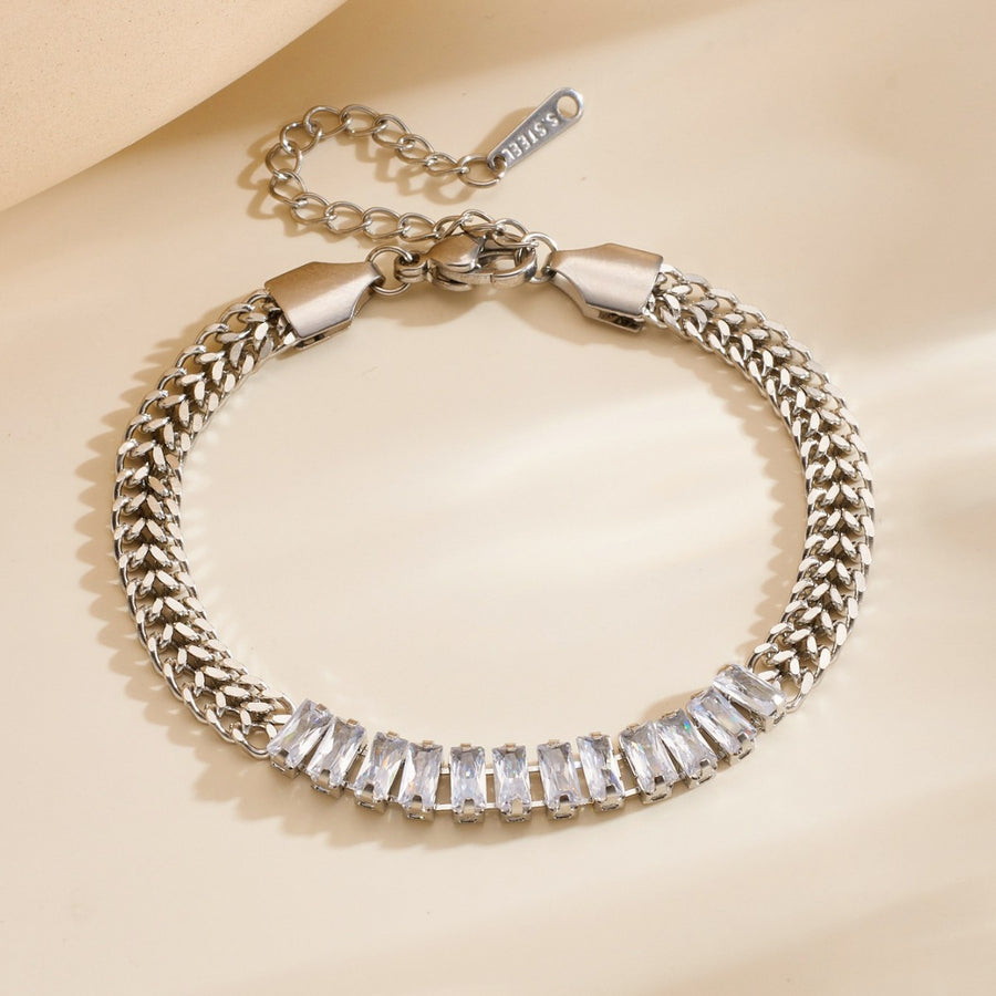 Trendy Zircon-inlaid Double-layer Cuban Chain Bracelet