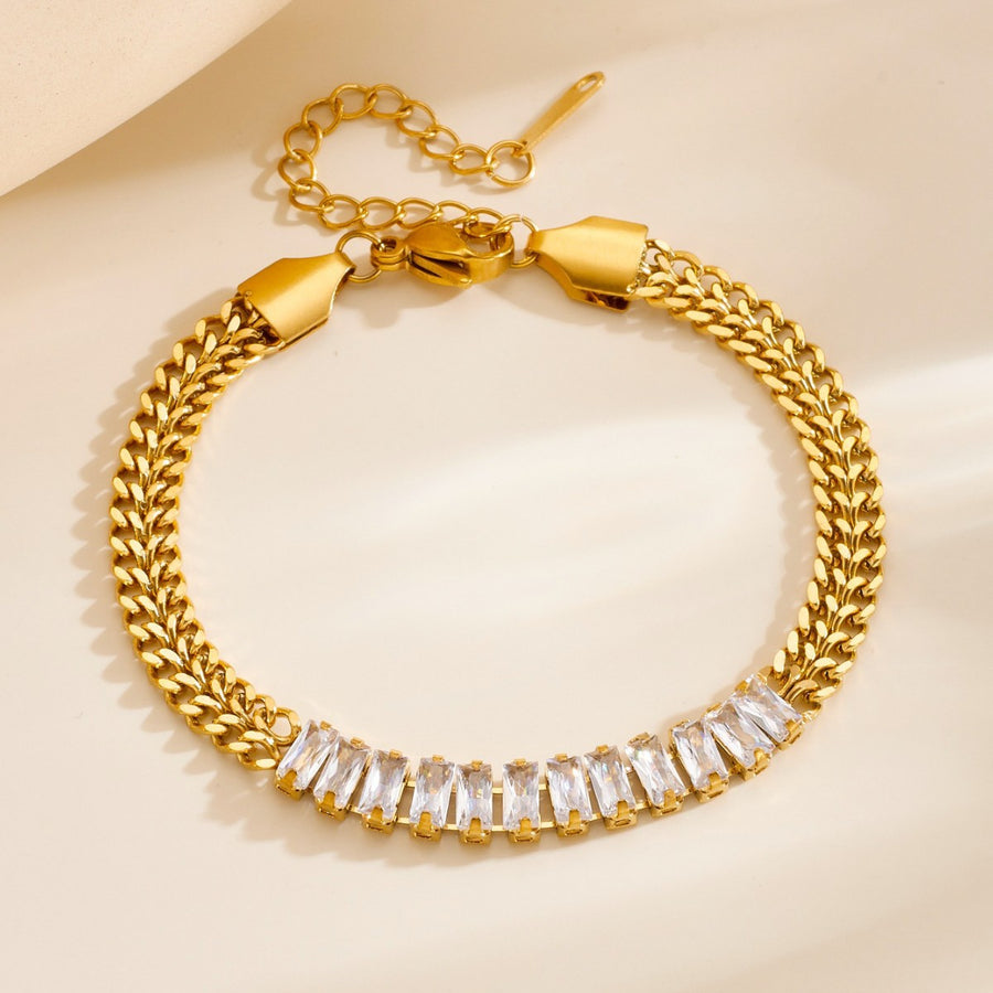 Trendy Zircon-inlaid Double-layer Cuban Chain Bracelet