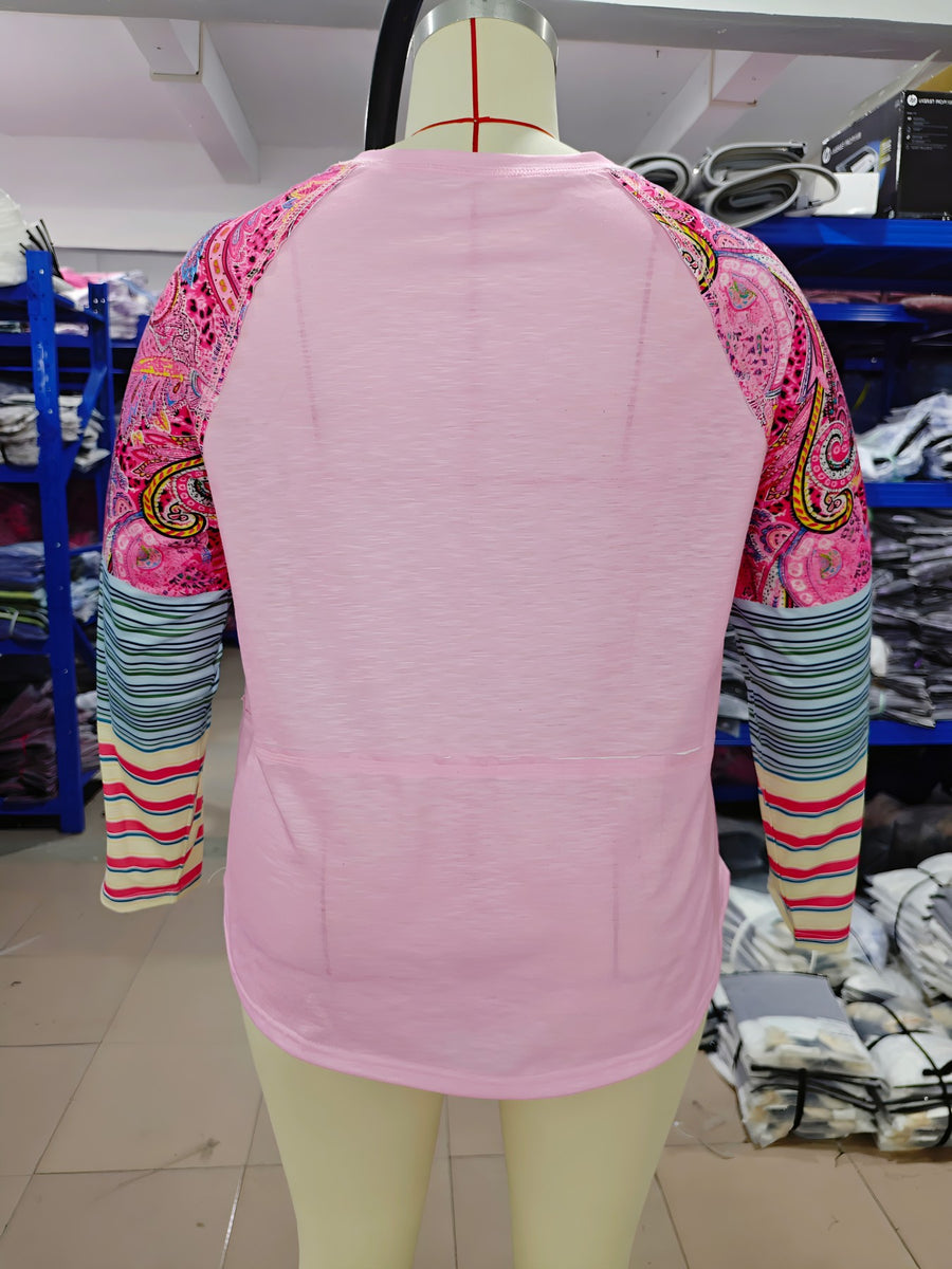 Womens Long-sleeve Printed Crew-neck T-shirt for Every Occasion