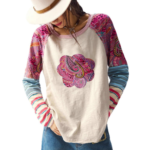 Womens Long-sleeve Printed Crew-neck T-shirt for Every Occasion