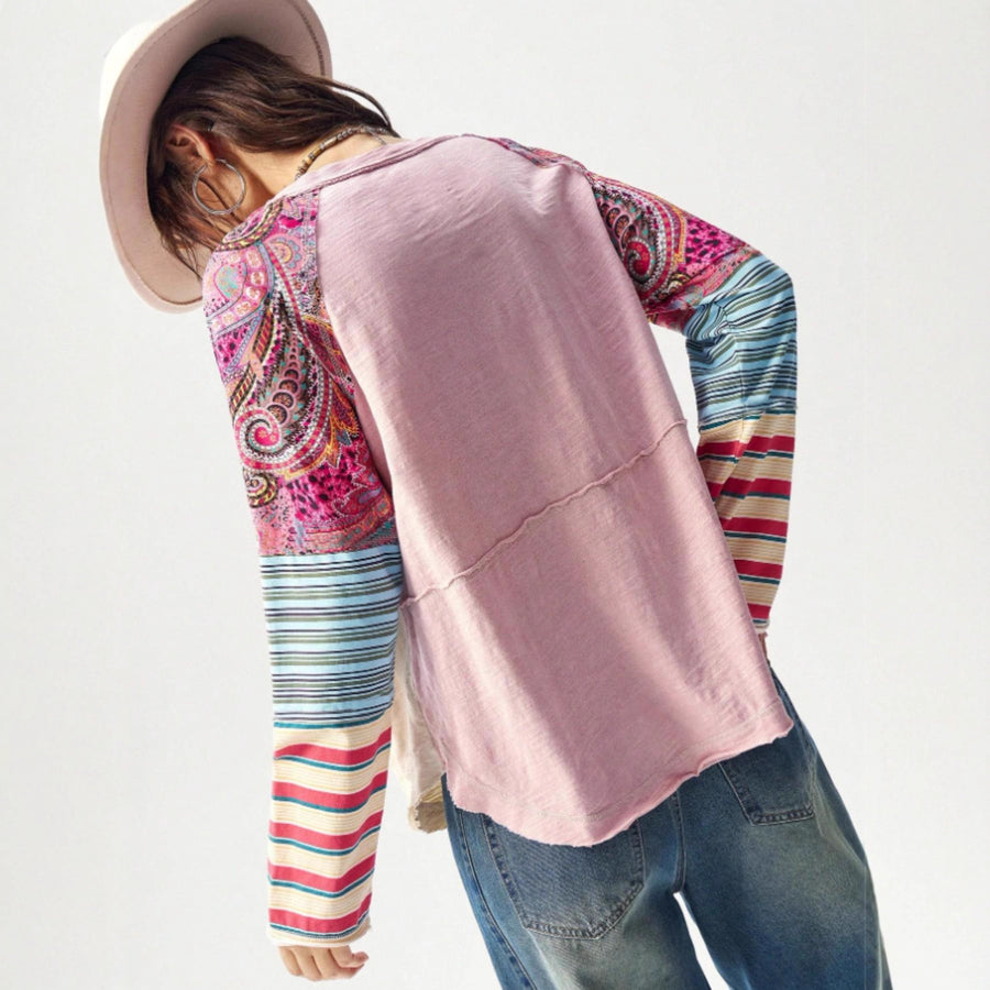 Womens Long-sleeve Printed Crew-neck T-shirt for Every Occasion