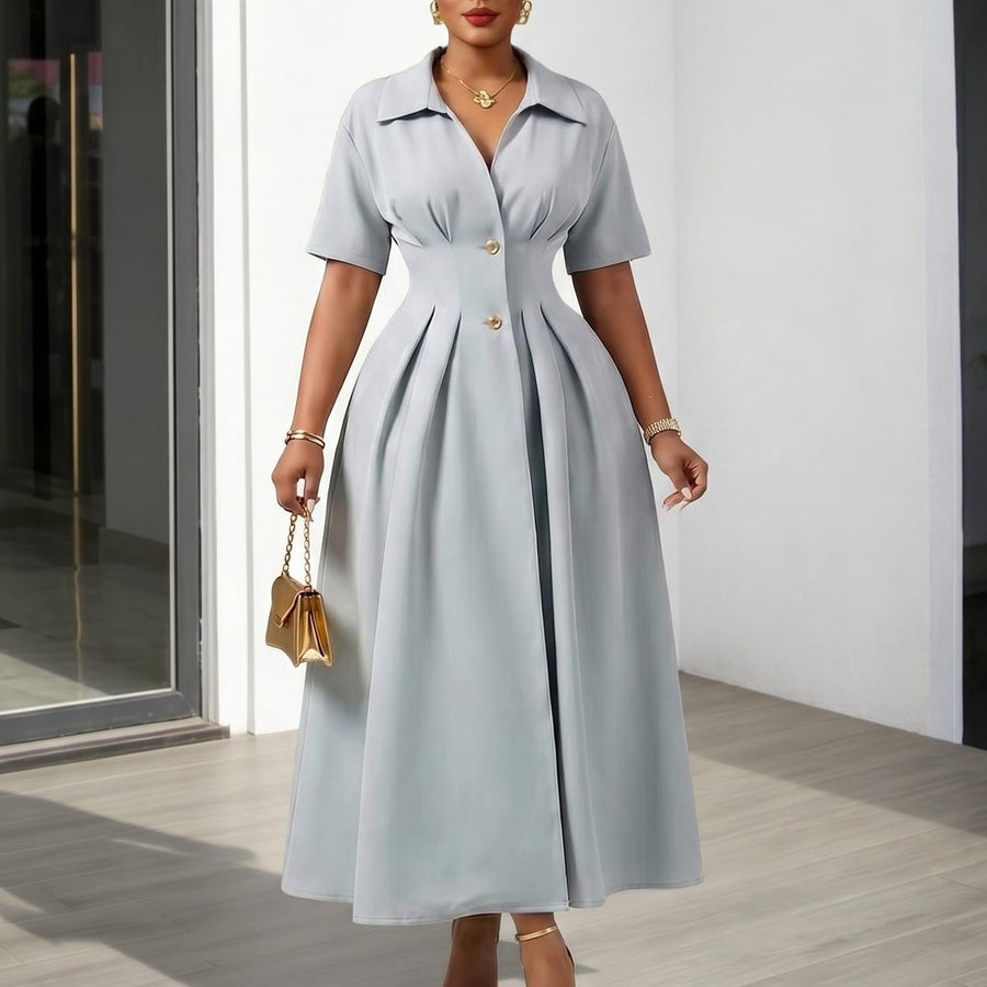 Womens New Lapel-neck Short-sleeve Dress for Every Occasion