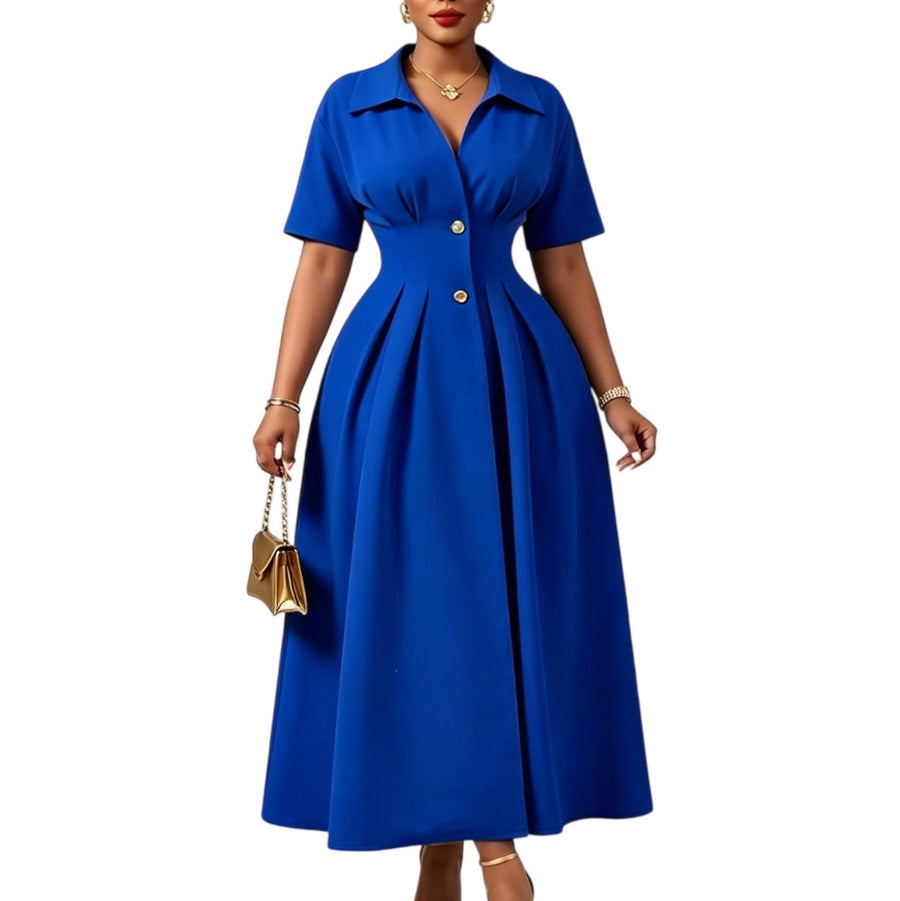 Womens New Lapel-neck Short-sleeve Dress for Every Occasion